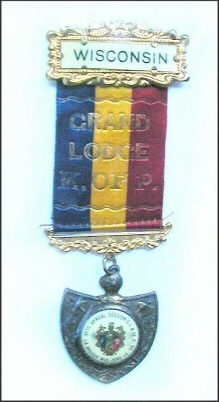 Antique Knights Of Pythias 1909 Grand Lodge La Crosse Wisconsin Ribbon Fcb