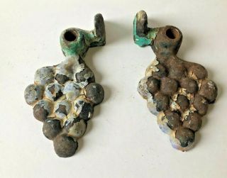Antique 19th Century Cast Iron Metal Grapes Shutter Dogs Curtain Rods