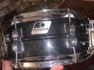 Vintage Ludwig Acrolite Black Galaxy Snare Drum 14x5 Black Silver W Case Stand 2