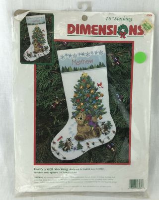 Dimensions Crewel Christmas Stocking Kit 8084 Teddy 