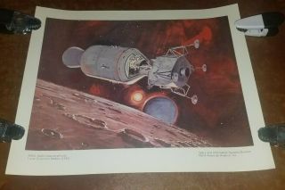 1960s Nasa Apollo Spacecraft & Lunar Excursion Module Lem Poster Print 15 " X 12 "