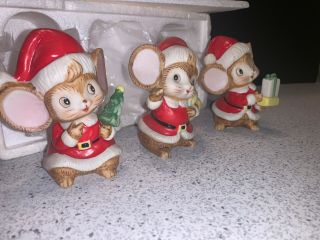 Vtg Homco Christmas Mouse Mice Ceramic Figurine Set 3 Santa Claus Helpers 5405 3