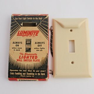 Vintage Luminite Electrically Lighted Toggle Switch Plate -