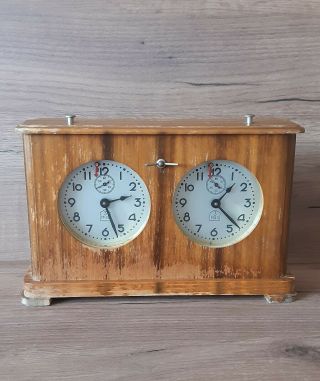 Vintage Soviet Wooden Chess Clock 3 - Mchz Ussr 1950s Rare