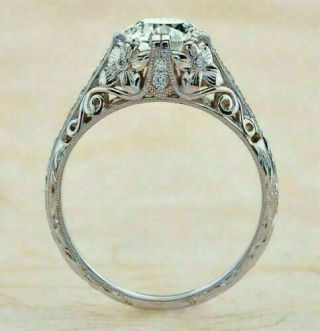 Antique Vintage Art Deco Ring Filigree Engagement Ring 925 Silver 2.  8 Ct Diamond