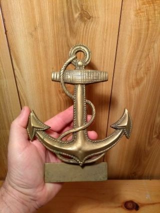Vintage Large Brass Anchor Door Knocker 8 " X 6 1/2 " Nautical /marine Decor