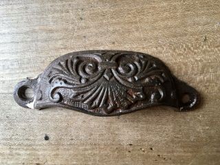 Antique Drawer Pull Cup Handle Cast Iron Victorian Old Vintage