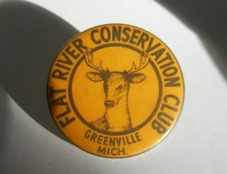 Vintage Flat River Conservation Club Pin Greenville Mi
