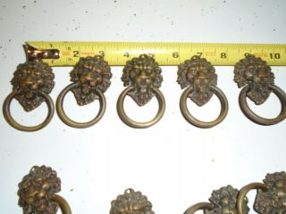Vintage Antique Ornate Brass Lions Head Drawer Pull Handle