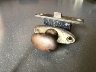 Small Vintage Brass Door Knob/handle W/latch Screen Door Tiny Latch 1 3/8 