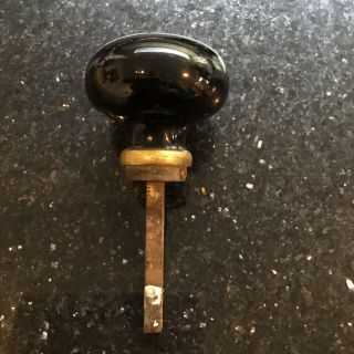 Old Vintage Antique Black Ceramic And Brass Door Knob 2 3/8” Diameter Ref2
