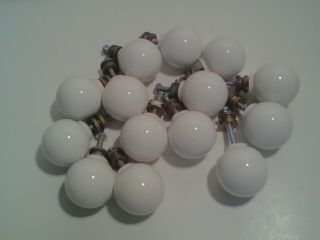 14 White And Brass Round Porcelain Drawer Pull.  W/hardware.