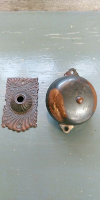 Antique Victorian 1899 Pat.  Mechanical Twist Type Doorbell Bronze