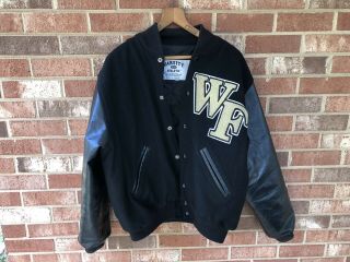 Men’s Wake Forest Demon Decons Vintage Wool/leather Varsity Jacket Sz L