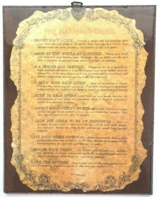 The Marriage Creed Plaque Wall Hanging Wood 15x12 Glossy Brown Rustic Country 2