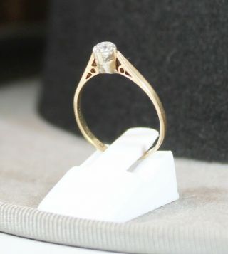 Antique Vintage 9 Carat Gold Diamond Solitaire Engagement Dress Ring Size M