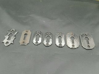 7 - - Antique Vintage Cast Iron Key Hole Escutcheons Steempunk