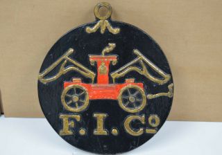 Vintage Cast Iron Painted Plaque Fireman Insurance Co.  Sign F.  I.  Co.