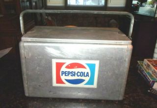 Rare Old Vintage Pepsi Cola Aluminum Ice Chest 19 " By 10 " By 12 " 1960 