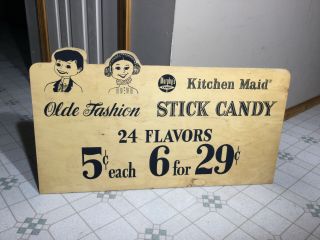 Vintage Wooden Sign 2 Sided Murphys Candy Kitchen Maid Old Fashion Stick Candy