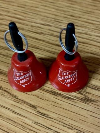 Set Of 2 Small (keychain Size) Vintage Salvation Army Red Bells.