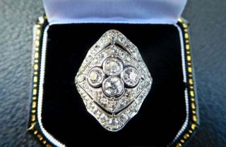 Vintage Art Deco Engagement Wedding Ring 2 Ct Round Diamond 925 Sterling Silver