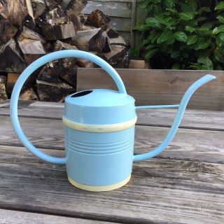 Old Vintage Retro Blue & White Painted Brass Small Indoor Watering Can 500ml