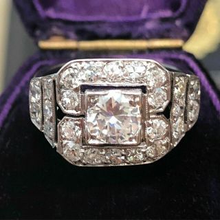 Vintage & Retro Antique Engagement Bridal Ring 2.  2ct Diamond 14k White Gold Over