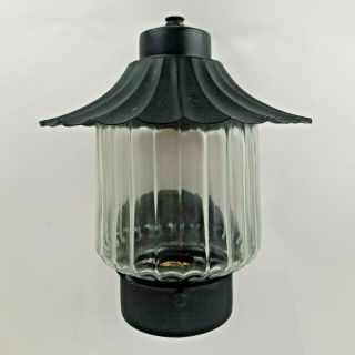 Vintage Porch Light Outdoor Exterior Black Metal Ribbed Glass Wall Mount 9 "