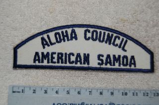 Boy Scout Wbs White & Blue Aloha Council American Samoa Strip Patch