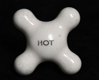 Vintage Ceramic Porcelain Hot Water Faucet Handle Knob Fixture