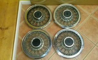 Vintage Ford 14 Inch Wire Hubcaps (all 4) Oem