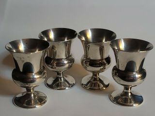 Set Of 4 Signed Vintage Gorham Sterling Silver Cordial Goblet Shot Cups 1311