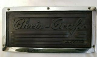 Vintage Black Chris Craft Algonac Script Rubber Step Pad & Chrome trim Pair 2