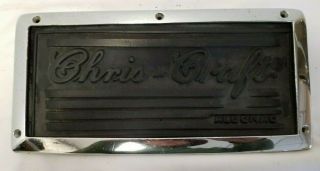 Vintage Black Chris Craft Algonac Script Rubber Step Pad & Chrome trim Pair 3