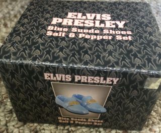 Elvis Presley Blue Suede Shoes Ceramic Salt & Pepper Set Brand 2007