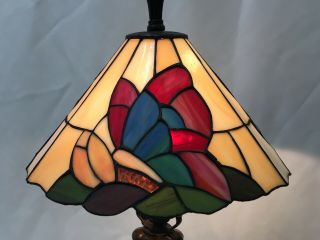 Vtg Stained Slag Glass Lamp Shade Butterfly Antique Tiffany Style 13 " For Table