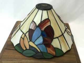 Vtg Stained Slag Glass Lamp Shade Butterfly Antique Tiffany Style 13 