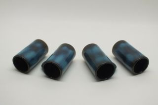 Vintage Set of Four Harding Black Blue Teal Glaze 6 inch Mugs 1970 3