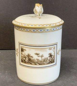 Vtg Richard Ginori Fresole Porcelain Box W/ Lid Italian Scene Fresole White Gold