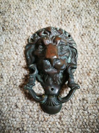 Vintage Reclaimed Small Solid Brass Classic Lion Head Door Knocker