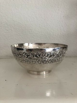 Vintage/antique Southeast Asian 90 Silver 113 Grams Blessing Bowl Buddhist