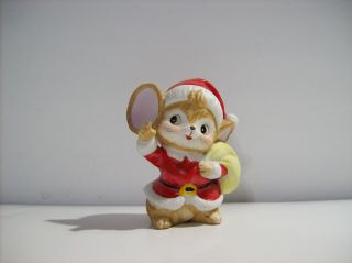 Vintage Homco Santa Mouse Christmas Holiday Ceramic Figurine 5405
