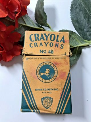 Vtg Crayola Gold Medal Crayons 48 Ct Box Binney & Smith - 3 Rare Colors