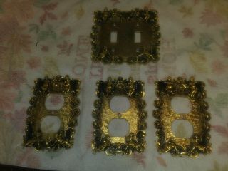 Hollywood Regency Florenta Brass Cherub 1 Double Light Switch Plate & 3.