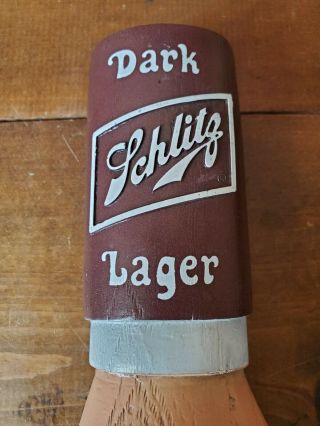 SCHLITZ DARK LAGER Beer tap handle.  Milwaukee,  WI Finger Vintage 3