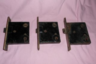 3 Vintage Mortise Locks Yale Made In Usa Brass Face Entry Door Antique Salvage