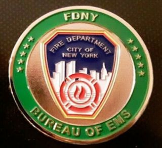 Rare Green Fdny Ems Bureau Essential Heroes Pandemic Removal Challenge Coin