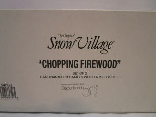 Dept 56 Snow Village Series Chopping Firewood Figures Christmas Village Nib