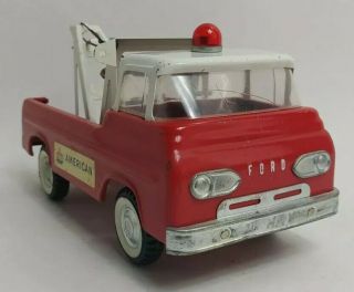 Vintage Nylint Toy Tow Truck American Oil Ford On Wheels Pressed Steel 11 " Long